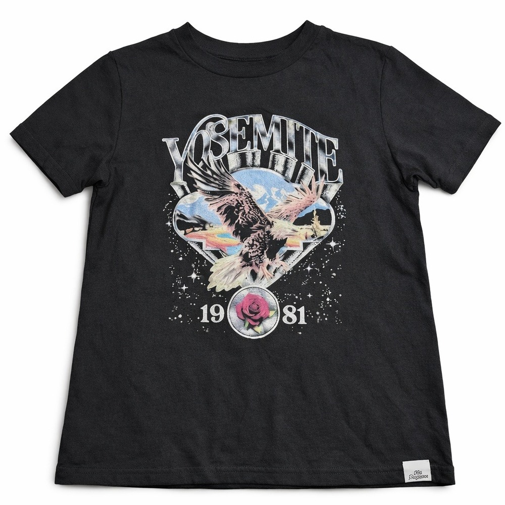 Kid Dangerous Yosemite Eagle Rose Graphic T Shirt Kids Large L 12 14 Black